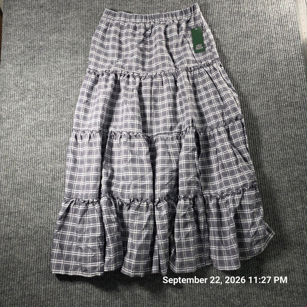 Wild Fable Purple Plaid Tiered Maxi Skirt Small NWT Ruffle Boho Cottagecore